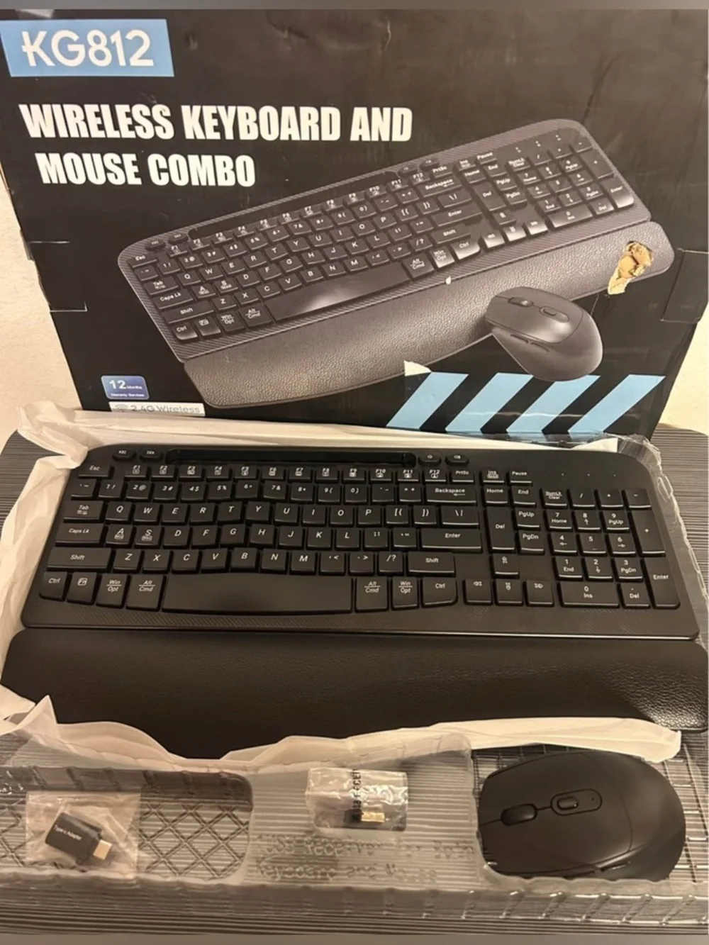Wireless Keyboard and Mouse Combo, Wave Keys Full-Sized Ergonomic Keyboard